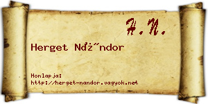 Herget Nándor névjegykártya